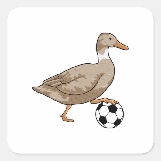 Duck Soccer Player Soccer Quadratischer Aufkleber (Vorderseite)
