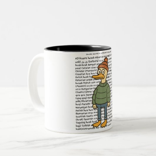 Duck Sounds in Different Language  Zweifarbige Tasse (Vorderseite Links)