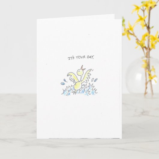 Duck Splashing. Geburtstag Karte (Gelbe Blume)