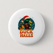 Duck The Halls Funny Christmas Lights Hunting Seas Button (Vorderseite)