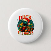 Duck The Halls Funny Christmas Lights Hunting Seas Button (Vorderseite)