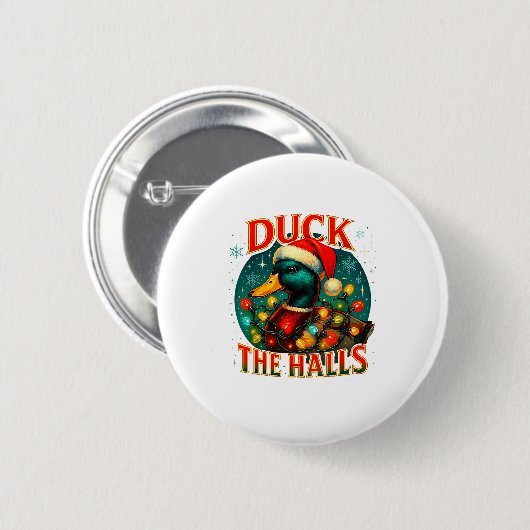 Duck The Halls Funny Christmas Lights Hunting Seas Button (Vorne & Hinten)