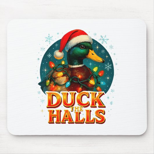 Duck The Halls Funny Christmas Lights Hunting Seas Mousepad (Vorne)