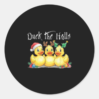 Duck The Halls Weihnachtsmann Hut Rentier Ohren Ho Runder Aufkleber