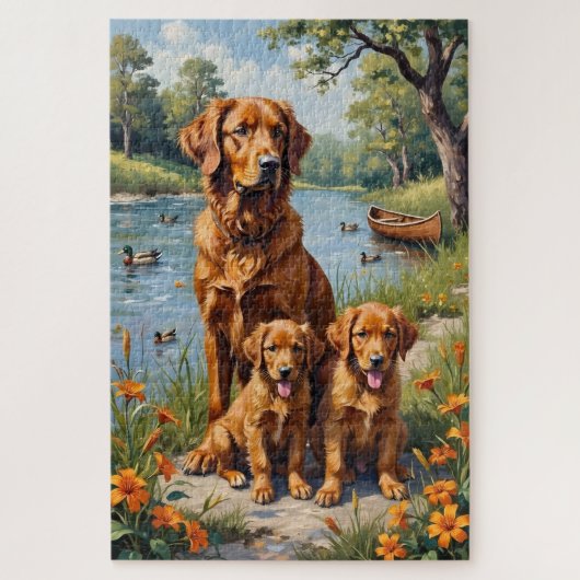 Duck Tolling Retriever Riverside Lily Kunst Puzzle (Vertikal)