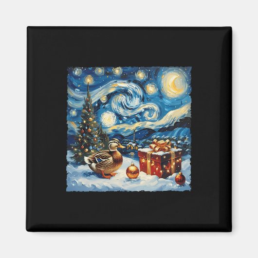 Duck Van Gogh Style Starry Night Weihnachtsfest Magnet (Vorne)