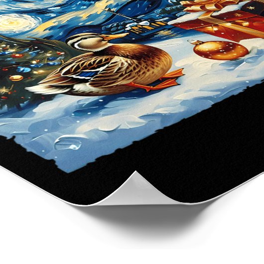 Duck Van Gogh Style Starry Night Weihnachtsfest Poster (Ecke)