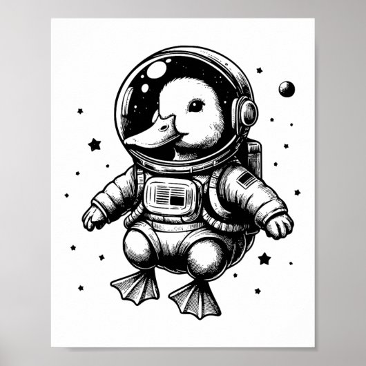 Duck Vater Mama Space - Astronaut Duck Poster (Vorne)