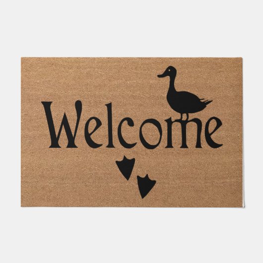 Duck Welcome Door Mat, Cute Duck Prints Mat Fußmatte (Vorderseite)