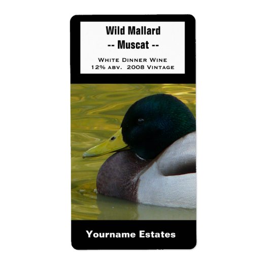 Duck Wine Label - Mallard Foto (Vorne)