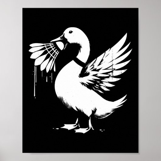 Duck with Shuttle - Funny Graphic Badminton Lover Poster (Vorne)