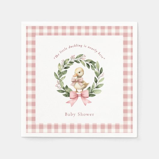 Duck Wreath Babydusche Pink Napkins Serviette (Vorderseite)