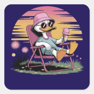 Duckessen sommerliches Eis Quadratischer Aufkleber