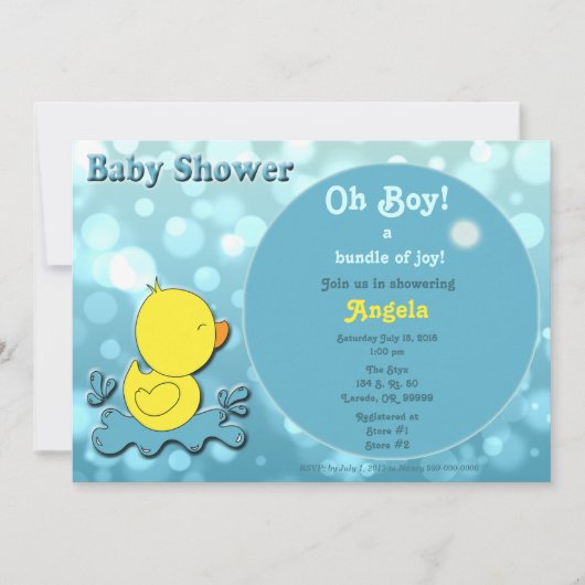 Duckie Bubbles Babydusche Einladung (Vorderseite)