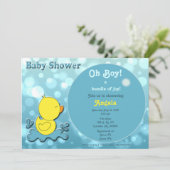 Duckie Bubbles Babydusche Einladung (Stehend Vorderseite)