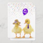 Ducklein mit Party-Ballon Einladung (Vorne/Hinten)