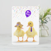 Ducklein mit Party-Ballon Einladung (Stehend Vorderseite)
