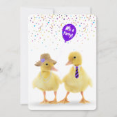 Ducklein mit Party-Ballon Einladung (Vorderseite)