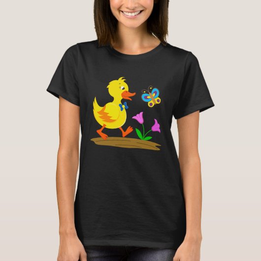 Duckling and butterfly cute baby duck T-Shirt (Vorderseite)