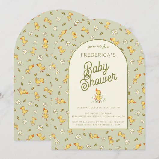 Duckling Babydusche Einladung (Vorne/Hinten)