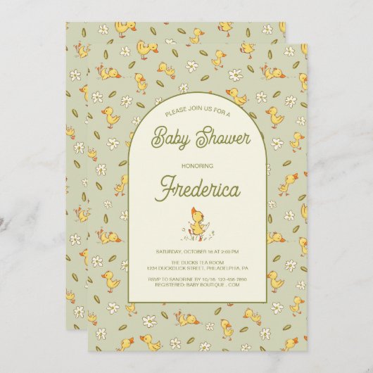 Duckling Babydusche Einladung (Vorne/Hinten)