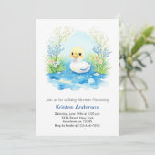 Duckling Blue Bliss Boy Baby Shower Einladung (Stehend Vorderseite)