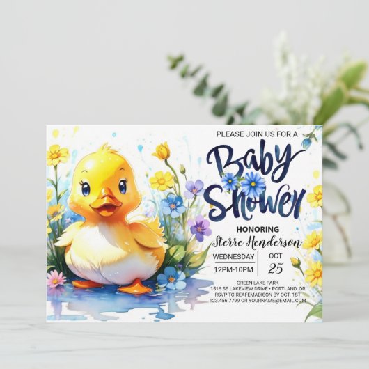 Duckling Custom Baby Duckling Einladung (Stehend Vorderseite)