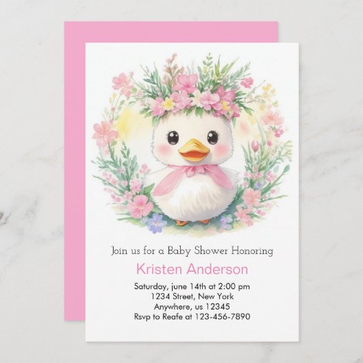 Duckling Dreams: Mädchendusche Einladung (Vorne/Hinten)