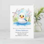 Duckling Enchanted Watercolor Boy Baby Shower Einladung (Stehend Vorderseite)