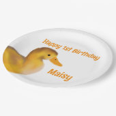 Duckling First Geburtstag Pappteller (Schrägansicht)