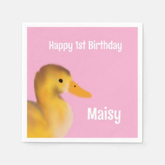 Duckling First Geburtstag Serviette (Vorderseite)