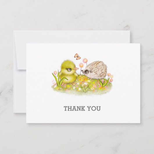 Duckling Igel und Schmetterling Danke, Notenecard Mitteilungskarte (Vorderseite)