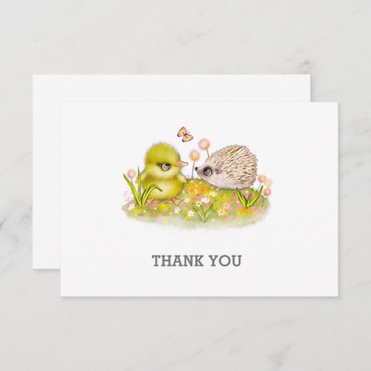 Duckling Igel und Schmetterling Danke, Notenecard Mitteilungskarte (Vorne/Hinten)