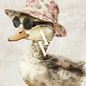 Duckling in Blütenhut und Sonnenbrille, Lackierent Poster