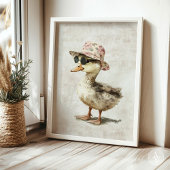 Duckling in Blütenhut und Sonnenbrille, Lackierent Poster