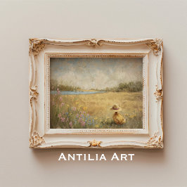 Duckling in Hutmalerei Rustikale Seenlandschaft Poster