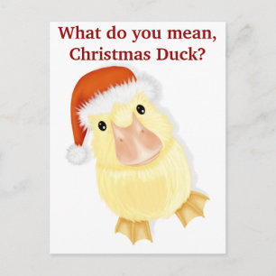 Duckling In Santa Cap Christmas Postcard Feiertagspostkarte