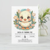 Duckling Modern Birthday Einladung (Stehend Vorderseite)