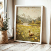 Duckling Mountain Wiese Landschaft Vintage Natur Poster