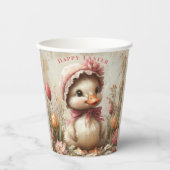 Duckling Oaster Pink Bonnet Tulips Daisis Pappbecher (Vorderseite)