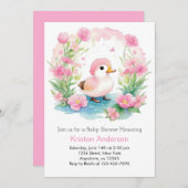 Duckling Pink Girl Babydusche Einladung (Vorne/Hinten)