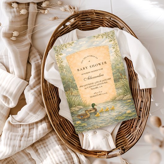 Duckling Pond Baby Shower Einladung