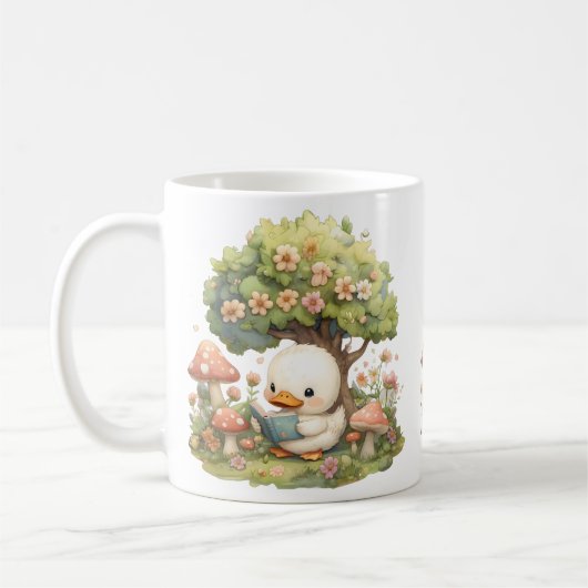 Duckling Reading Under a Tree - Whimsical and Rela Kaffeetasse (Links)