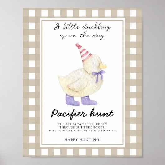 Duckling Schnuller Jagd Kinderdusche Poster (Vorne)