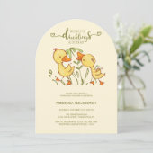 Duckling Twins Babydusche Einladung (Stehend Vorderseite)