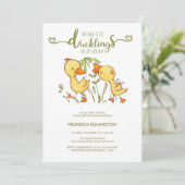 Duckling Twins Babydusche Einladung (Stehend Vorderseite)