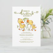 Duckling Twins Kinderdusche Einladung (Stehend Vorderseite)