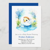 Duckling Watercolor Wildblume Boy Babydusche Einladung (Vorne/Hinten)