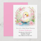 Duckling Whimsical Wildblume Girl Babydusche Einladung (Vorne/Hinten)