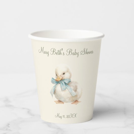 Duckling with Ribbon Baby Shower Paper Napkin Pappbecher (Vorderseite)